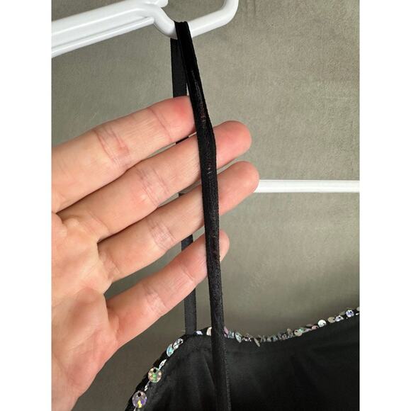 Deb Y2K Black Body Con Dress Sequin Small Club Mini Dress Glam - Picture 5 of 5